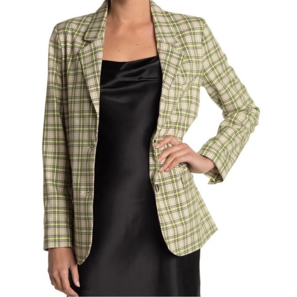 TopShop  Plaid Neon Boxy Oversized Blazer